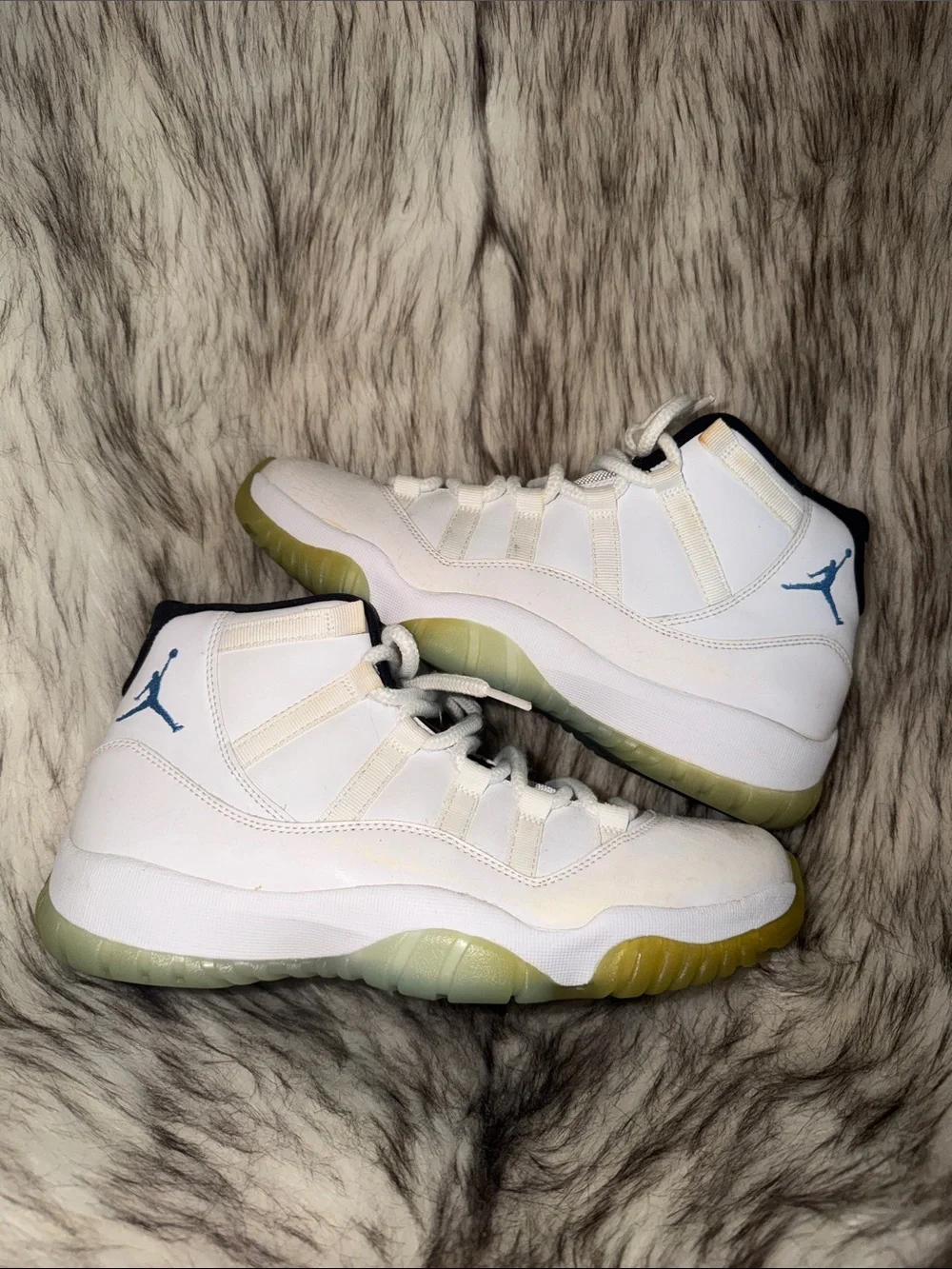 Jordan Columbia 11s White Sneakers with Light Blue Jumpman